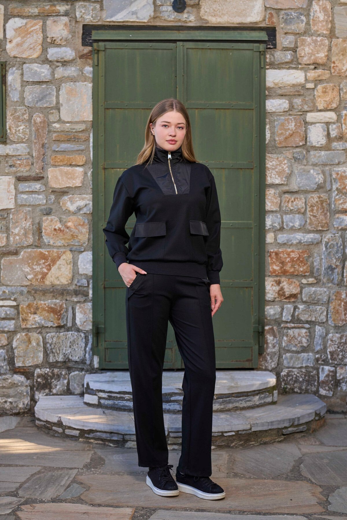 Dik Yaka Cep Detay Kadın Spor 2'li Takım CossybyAqua 26031