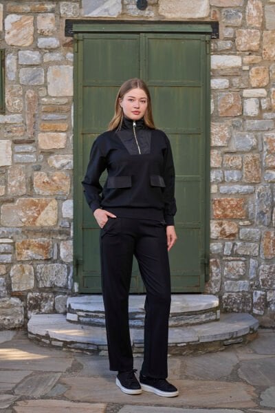 Dik Yaka Cep Detay Kadın Spor 2'li Takım CossybyAqua 26031