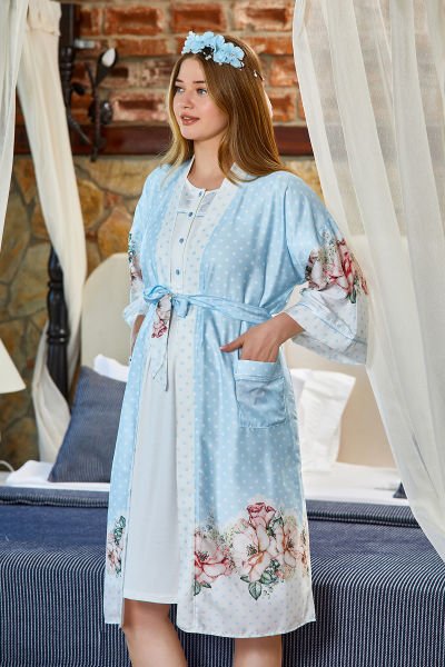 Desenli Saten Sabahlık Cossy By Aqua