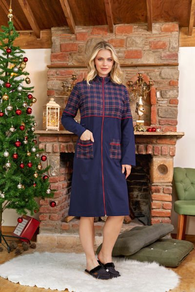 Ekose Desen Ev Elbisesi