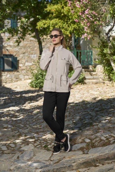 Fermuarlı Cep Detay Bel Büzgülü Kadın Eşofman Takım CossybyAqua 26138