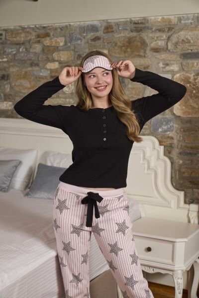 Desenli Uzun Kol Pijama Takımı CossybyAqua 26212