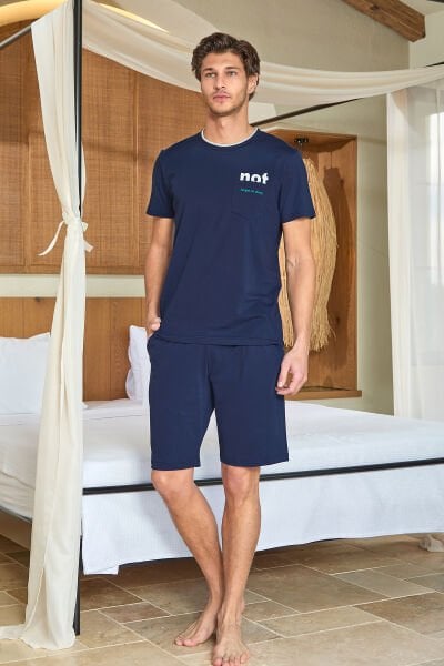 Kısa Kol Bisiklet Yaka Erkek Pijama Şort Takım 25919