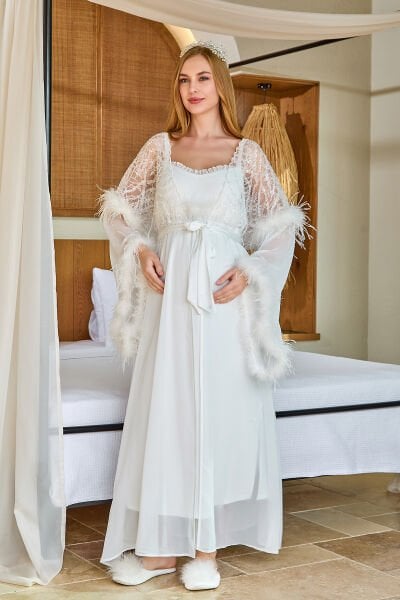 Şifon Otriş Detay Uzun Sabahlık CossybyAqua 25596